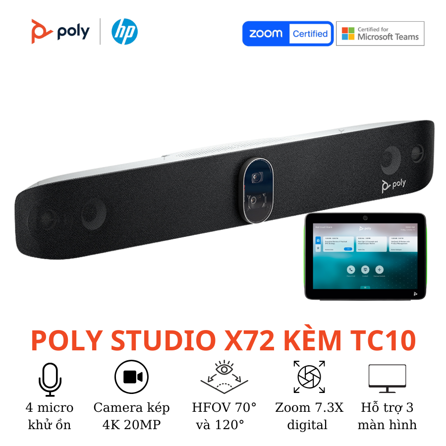 Thiết bị hội nghị truyền hình Poly Studio X72 Kèm TC10 2